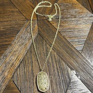 Kendra Scott Rae Filigree Pendant Necklace Gold/Silver Plate 30” Chain